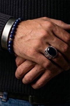 Oniks Taşlı Özel Tasarım El İşçiliği Erkek Gümüş Yüzük