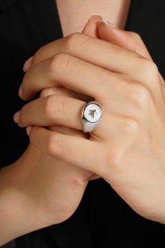 Minimal Model Yıldız Ayarlanabilir Gümüş Yüzük