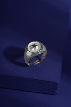 Minimal Model Yıldız Ayarlanabilir Gümüş Yüzük