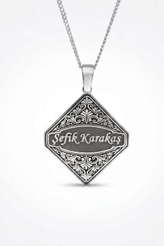 Gravür Desenli Kişiye Özel İsimli 925 Ayar Gümüş Kolye