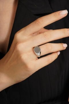 Minimal Model Yuvarlak Ayarlanabilir Gümüş Yüzük