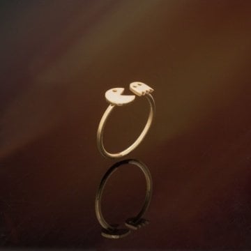 Minimal Pac-Man Model Gümüş Yüzük