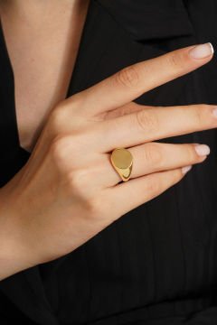Minimal Model Yuvarlak Ayarlanabilir Gümüş Yüzük Altın Rengi