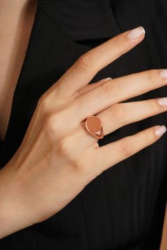 Minimal Model Yuvarlak Ayarlanabilir Gümüş Yüzük Rose Rengi