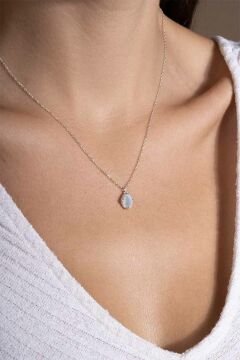 Sedef Taşlı Minimal Gümüş Kadın Kolye