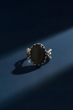 Lale Model Oniks Taşlı El İşi Gümüş Yüzük