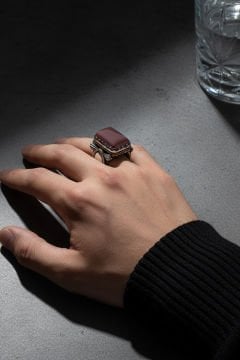 Akik Taşlı Gümüş Yüzük