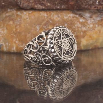 Rufai Gülü İşlemeli El İşi Gümüş Yüzük