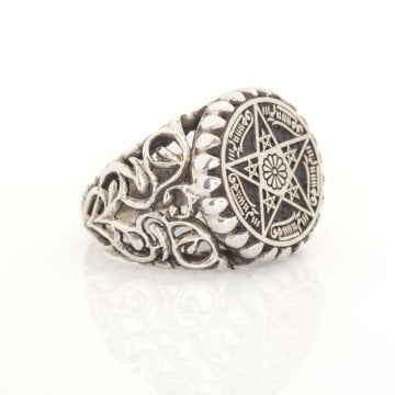 Rufai Gülü İşlemeli El İşi Gümüş Yüzük