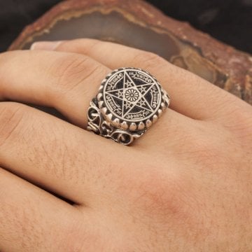 Rufai Gülü İşlemeli El İşi Gümüş Yüzük