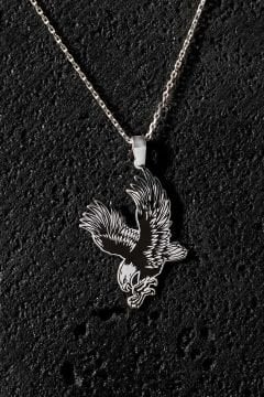 Kartal Model Siyah Mineli Gümüş Kolye