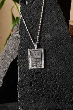 Ayet-el Kursi ve Dört Kul Sureleri Kazıma Çift Taraflı Unisex Kolye