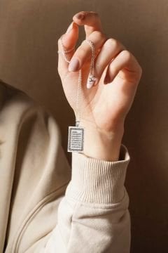 Ayet-el Kursi ve Nazar Ayeti Kazıma Çift Taraflı Unisex Kolye