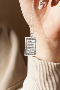 Ayet-el Kursi ve Nazar Ayeti Kazıma Çift Taraflı Unisex Kolye
