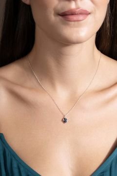 Mistik Topaz Taşlı Minimal Gümüş Kadın Kolye Gümüş Rengi