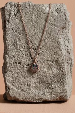 Mistik Topaz Taşlı Minimal Gümüş Kadın Kolye Rose Rengi