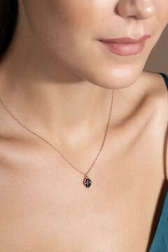 Mistik Topaz Taşlı Minimal Gümüş Kadın Kolye Rose Rengi