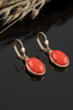Mercan Taşlı El İşi Minimal Model Gümüş 3'lü Set 25 - Rose Rengi