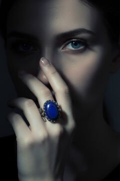 Sarmaşık Model Lapis Lazuli Taşlı El İşi Yüzük 10 - Gümüş Rengi