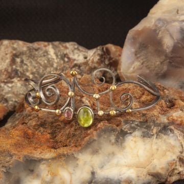 El İşi Turmalin Taşlı Gümüş Bileklik