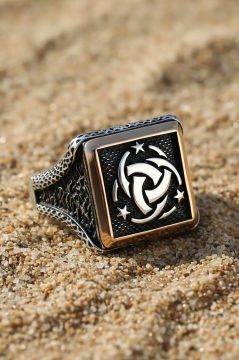 Kare Model Teşkilat-ı Mahsusa Armalı Gümüş Yüzük