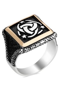 Kare Model Teşkilat-ı Mahsusa Armalı Gümüş Yüzük