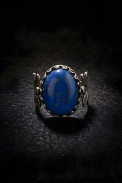 Sarmaşık Model Lapis Lazuli Taşlı El İşi Yüzük 19 - Gümüş Rengi
