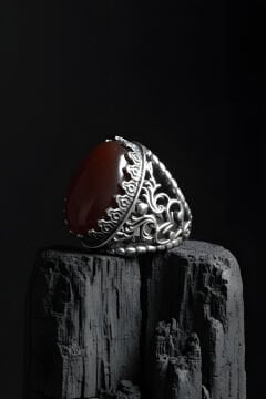 Har-ı Aşk Model El İşi Akik Taşlı Gümüş Yüzük