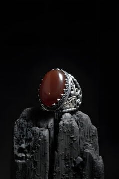 Har-ı Aşk Model El İşi Akik Taşlı Gümüş Yüzük