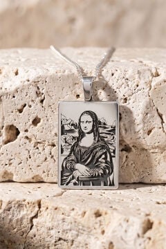 Mona Lisa Tablosu Model Gümüş Kolye