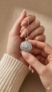 Özel Tasarım Rumi Desenli Madalyon Model Gümüş Kolye