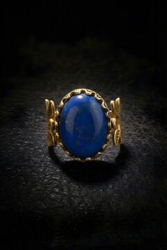 Sarmaşık Model Lapis Lazuli Taşlı El İşi Yüzük 13 - Altın Rengi