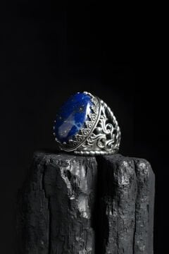 Har-ı Aşk Model El İşi Lapis Lazuli Taşlı Gümüş Yüzük
