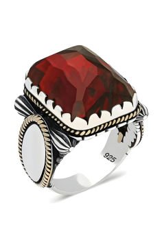 Kırmızı Zirkon Taşlı Gümüş Yüzük