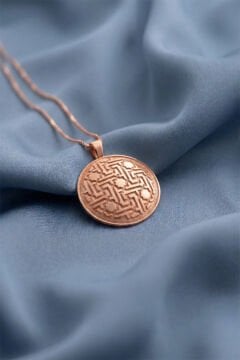 Özel Tasarım Selçuklu Motifli Gümüş Kolye Rose Rengi