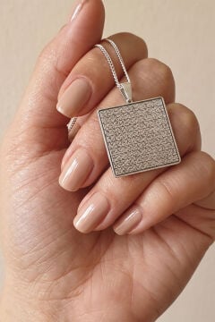 Esma-ul Hüsna Yazılı Unisex 925 Ayar Gümüş Kolye Gümüş Rengi