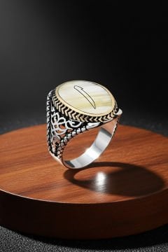 Sedef Taşı Üzerine Elif Gümüş Erkek Yüzük