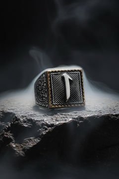 Kare Model Kalem İşlemeli Elif Desenli Yüzük