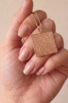 Esma-ul Hüsna Yazılı Unisex 925 Ayar Gümüş Kolye Rose Rengi