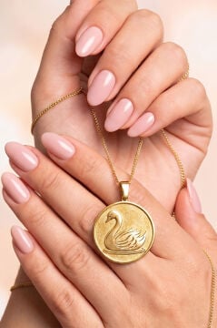 Kuğu Model 925 Ayar Gümüş Unisex Kolye Altın Rengi