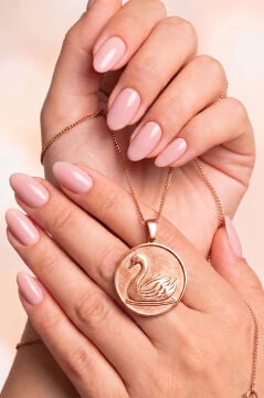 Kuğu Model 925 Ayar Gümüş Unisex Kolye Rose Rengi