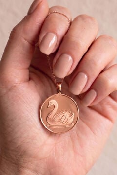 Kuğu Model 925 Ayar Gümüş Unisex Kolye Rose Rengi