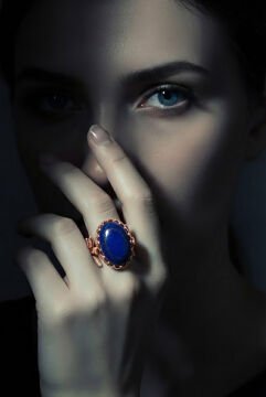 Sarmaşık Model Lapis Lazuli Taşlı El İşi Yüzük 17 - Rose Rengi