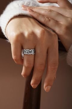 Sarmaşık Model Ayarlanabilir Gümüş Yüzük