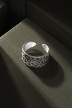 Sarmal Desenli Ayarlanabilir Gümüş Yüzük