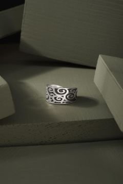 Sarmal Desenli Ayarlanabilir Gümüş Yüzük