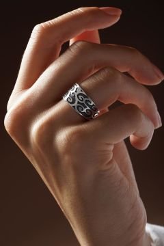 Sarmal Desenli Ayarlanabilir Gümüş Yüzük