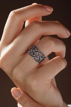 Kelt Düğümü Model Ayarlanabilir Gümüş Yüzük