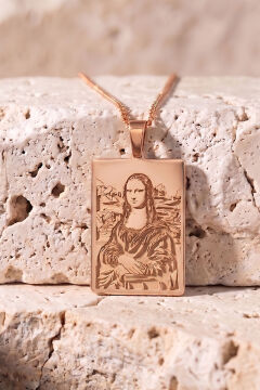 Mona Lisa Tablosu Model Gümüş Kolye Rose Rengi