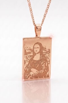 Mona Lisa Tablosu Model Gümüş Kolye Rose Rengi